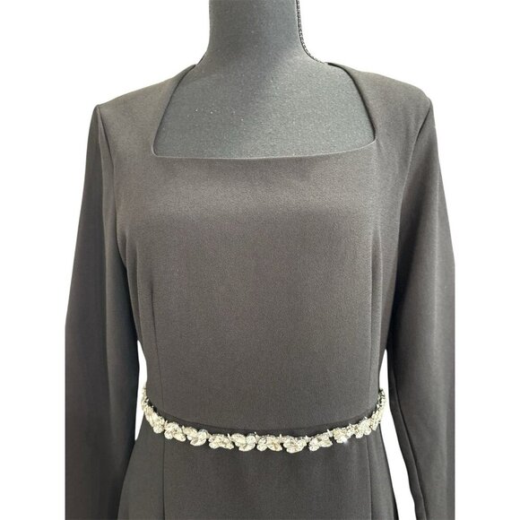 Motf Rhinestone Belt Black Square Neck Dress Size M - Picture 6 of 10